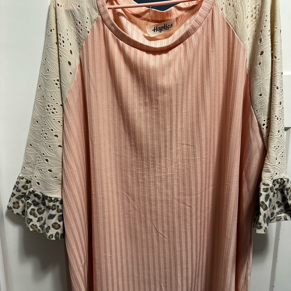 Haptics Pink and Cream Women's Blouse